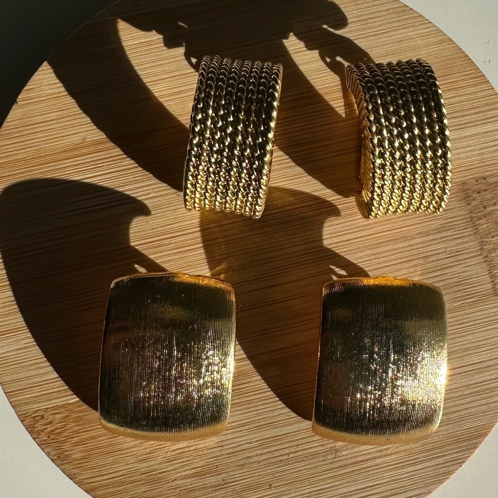 Vintage Gold Tone Bundle Earrings Set - Picture 3 of 5
